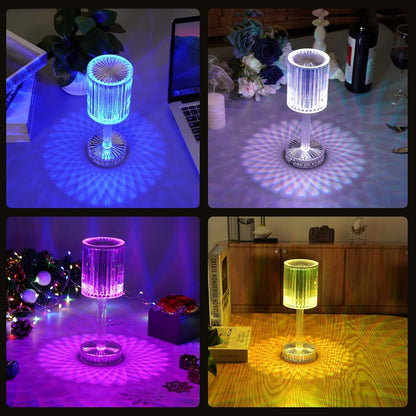 Crystal Lamp,16 Color Changing RGB Touch Lamp,Rechargeable Diamond Table Lamp for Bedroom Living Room,Party Dinner Decor Creative Lights