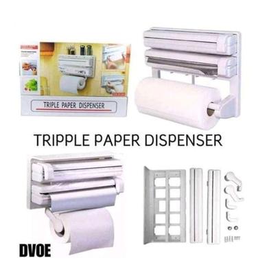 Triple Paper Dispenser For Kitchen Roll, Cling Film And Aluminum Foil 3 In 1